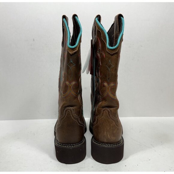 Justin Boots Gypsy Womens Size 7 B L2900 Brown Leather Turquoise Western - Picture 4 of 9